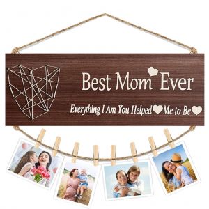 Hjlian Cadeaux Pour La Fete Des Meres?: Cadre Photo En Bois A Faire Soi-Meme, Porte-Photo Avec Pinces, Cadeaux D'anniversaire Pour Maman, Meilleurs Cadeaux Pour Maman Pour Noel Et Thanksgiving - Neuf