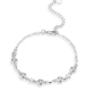 Tianyi-Bracelet Argent 925 Femme, Bracelet Coeurs En Perles, Étoile, Lune, Zircon, Réglable Bracelet, Bracelet Cadeaux Bijoux De Noël Anniversaire Diplômé, Pour Femme, Fille - Neuf