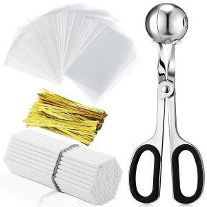 Ensemble De Sacs &Agrave; Friandises En Forme De B&acirc;tonnets De G&acirc;teau &Agrave; Sucettes Comprenant 100 Sacs,100 B&acirc;tonnets De Friandises,Des Attaches M&eacute;talliques,Une Cuill&egrave;re &Agrave; Viande Avec H - Neuf