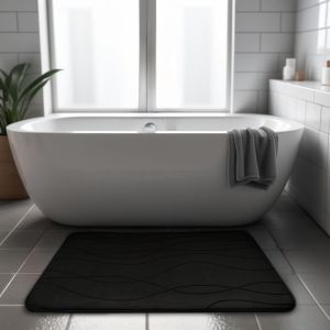 KAL-Lot De 2 Tapis De Salle De Bain Antidérapant Et Housse D'Abattant De Wc ¿ Tapis De Bain Doux En Mousse À Mémoire De Forme 50 X 80 Cm Et Housse Pour Abattant De Wc 45 X 50 Cm ¿ Lavable Et - Neuf