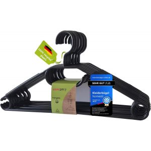 LETNERNY-Lot De 10 Cintres Multifonctionnels En Plastique 100 % Recyclé, Avec Crochet Rotatif À 360° Et Surface Antidérapante, Peu Encombrant, Avec Barre Pour Pantalon Et Crochets Pour Cravates - Neuf
