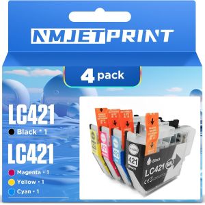 LC421XL Cartouches d'encre compatibles pour Brother LC421 XL LC-421VAL avec Nouvelle Puce Compatible pour l'imprimante Brother DCP-J1050DW DCP-J1140DW DCP-J1800DW MFC-J1010DW (4Packs) - Neuf
