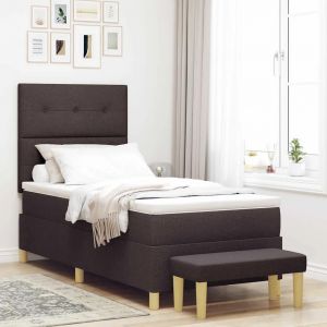 vidaXL Lit &agrave; ressorts avec matelas Marron fonc&eacute; 90 x 190 cm tissu - Neuf