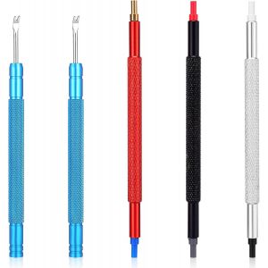 Kal-Kit D'outils De Réparation Pour Aiguilles De Montre, Ensemble Professionnel 6 En 1 Avec 3 Poussoirs De Montre, 2 Outils De Barre À Ressort Pour L'entretien Et Le Remplacement Du Bracelet - Neuf