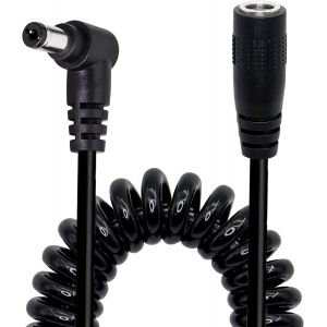 Câble spiralé à angle droit - 2,1 mm x 5,5 mm - Fiche mâle vers femelle - Câble d'extension pour caméra de surveillance CCTV 12 V - Routeur - Bande LED - DVR - Imprimante - Neuf