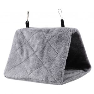 Hjlian Hamac En Peluche Douce, Tente Suspendue Pour Oiseaux, Perroquet, Lit Chaud D'hiver, Jouet Pour Animaux De Compagnie (Gris S) - Neuf