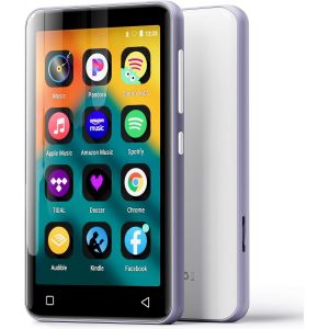 80Go Lecteur Mp3 Avec Bluetooth Et Wifi, Lecteur De Musique Mp3 Et Mp4 Ave Spotify,Spotify Kids, Tidal, Deezer, Lecteur Vidéo À Écran Tactile 4 Pouces 1080P¿Bleu Glacier+Blanc¿ - Neuf