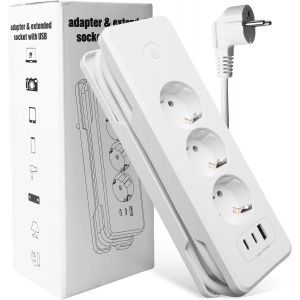 Multiprise Usb Avec Interrupteur &iquest; Bloc Multiprise 3 Prises Avec Ports Usb (1 Usb-A + 2 Usb-C), Protection Contre Les Surtensions 3680W 16A, Rallonge Multiprise Usb-C 20W Pour Mais[DYB982173] - Neuf