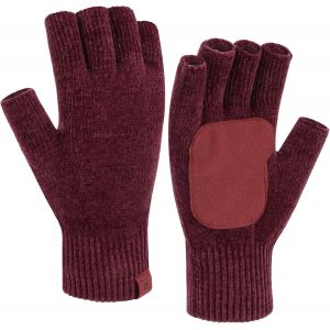 Winter Thermal Fingerless Gloves For Women Men Chenille Knit Half Finger Gloves With Non-Slip Leather Gifts Women"".[J441] - Neuf