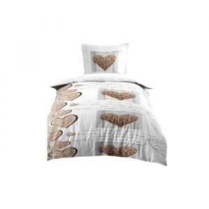 Housse De Couette + 1 Taie 140 X 200 Cm Charming Coeur - Neuf
