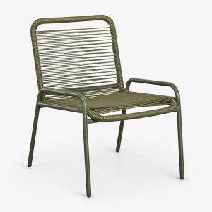 Fauteuil De Jardin En Acier Et Rotin Synth&eacute;tique Kuorin Vert Olive Intense - Neuf