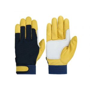 Gants de jardinage en cuir v&eacute;ritable jaune taille M - Gants de travail durables et confortables - Neuf
