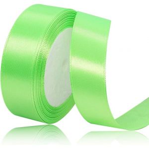 Ruban De Satin Vert Fruit De 25 Mm, 22 M&egrave;tres - Ruban Cadeau Large - Ruban En Tissu Pour Mariage, Bapt&ecirc;me Et Anniversaire - Neuf