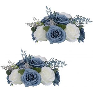 Lot de 2 fleurs artificielles pour centre de table u2013 Lot de 2 boules de fleurs artificielles bleu poussi&eacute;reux pour centre de table, bouquets de fleurs de mariage pour f&ecirc;te, Saint-Valentin, d&eacute;coration - Neuf