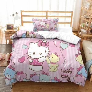 Hello Kitty Housse De Couette D Motif Imprim&iquest;&iquest; Pink Parure De Lit Housses De Couettes En Microfibre Avec Fermeture &iquest;&iquest;Clai Parure De Couette Avec Taies D - Neuf