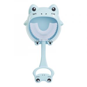 Brosse &Agrave; Dents Manuelle En Forme De U Pour Enfants De 2 &Agrave; 6 Ans, Avec Poils En Silicone, Pour Un Nettoyage Complet, Livr&eacute;e Avec Un &Eacute;tui Anti-Poussi&egrave;re (Bleue). - Neuf
