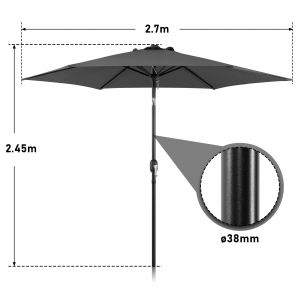 Parasol 2,7 M Modulaire &iquest; Parasol De Balcon Et Jardin &Agrave; Assembler, Gris - Neuf