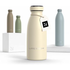 Gourde Inox 350ml | 0.35l Bouteille D`Eau Isolée | Gourde Étanche Pour Le Sport, La Bicyclette, Les Enfants (Almond Beige, 350ml) - Neuf