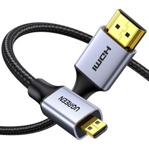 ERYI-Câble Micro Hdmi Vers Hdmi 4K 60Hz Câble Mâle Vers Mâle Micro Hdmi2.0 Nylon Tressé 3D Arc Hdr Compatible Avec Asus Zenbook Huawei Mediapad Raspberry Pi 4 Hero 7 6 5 Moniteur Caméra (1M) - Neuf