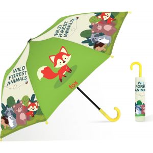 Parapluie Enfant Avec Housse, Coupe-Vent Et Durable Parapluie Pour Filles Gar&ccedil;ons, Facile &Agrave; Transporter Parapluie Pliant Enfant, Parapluie Canne Avec Un Motif Mignon (F&ecirc;te Des Animaux) - Neuf