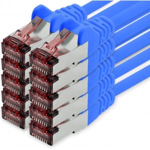 KAL-Câble Réseau Cat.6 3,0 M Bleu - 10 X Câble Ethernet Lankabel Cat6 Câble Réseau Lan Sftp Pimf Patch Cable 1000 Mbit S - Neuf