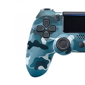 Manette de jeu avec motion sensing &agrave; six axes, double vibration et Bluetooth (adapt&eacute;e pour PS4)-Bleu camouflage - Neuf