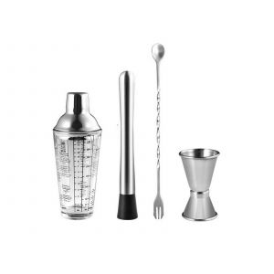 Ensemble Shaker &Agrave; Cocktails Avec Shaker En Verre, Doseur, Agitateur Et Pilon - Neuf