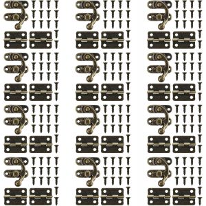 Lot de 12 petits loquets en laiton pour bo&icirc;te &agrave; bijoux en bois, charni&egrave;res antiques avec vis, mat&eacute;riel de bo&icirc;te &agrave; bijoux r&eacute;tro en bronze antique en relief d&eacute;coratif en laiton - Neuf