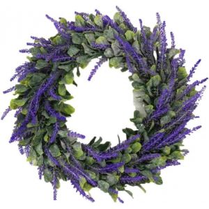 Couronne de fleurs de lavande artificielles, décoration de porte à la lavande - Neuf