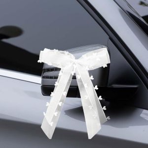 Kal-10 Pi&egrave;ces Noeud Voiture Mariage Decoration Voiture Mariage Noeud Blanc Mariage Avec Coeurs 26x16cm Noeuds D'antenne Faits Main Ruban Satin Facile &Agrave; Attacher Pour Deco Voiture, Mariages, F&ecirc;te, No&euml;l - Neuf