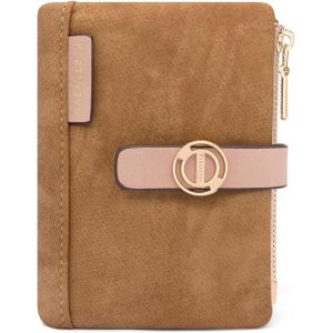 RFCBC-Portefeuille Femme PU Cuir Porte Monnaie Femme Petit Format Courte Porte Feuilles pour Femmes Porte-chéquiers Porte-Cartes 7 Emplacements pour Cartes et Zippé Pochette à Monnaie (Brun) - Neuf
