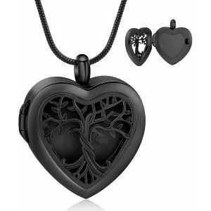 Kalanka-Collier Urne Fun&eacute;raire En Forme De Coeur Pour Cendres - M&eacute;daillon Pour Cendres - En Acier Inoxydable - Peut Contenir Des Photos/Cendres/Cheveux - Neuf