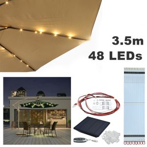3.5m Parasol Avec Led Solaire Et Housse De Protection Uv40+,Rouge - Neuf