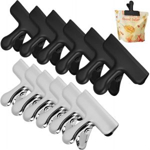 12 Pcs Pince Sachet Alimentaire En Acier Inox,Clip Fermeture Sachet Alimentaire Hermétique,Pince Métallique Bulldog Moderne,Clip Sac Congélation,Pour Sac De Aliment Dossier Cuisine Bureau - Neuf