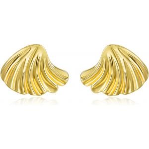 Kal-Boucles D'oreilles En Acier Inoxydable Plaqu&eacute; Or Pour Femme - Design Coquillage Et &Eacute;toile De Mer - Bijoux De Plage Et D'&eacute;t&eacute; - Diff&eacute;rentes Tailles Et Styles - Neuf