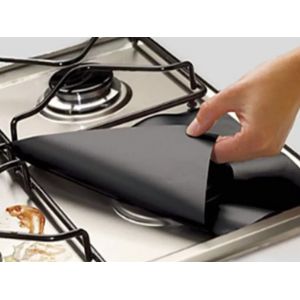 Lot de 16 prot&egrave;ge-plaques de cuisson &agrave; gaz antiadh&eacute;sifs r&eacute;utilisables noirs - Neuf