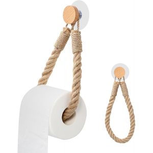 KALANKA-Porte-papier toilette en bois sans perçage - Porte-serviettes - Support de papier toilette vintage - Décoration bohème - Corde pour salle de bain, toilettes - Neuf