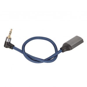 Cable repartiteur audio plaque or, angle droit a 90 degres, jack 3,5 mm male vers 2 jacks femelles, pour tablettes, 0,3 m - Neuf