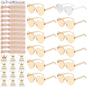 36 Pièces Bracelets Team Bride Lunette Coeur Ensemble De Lunettes Champagne,Mariage Accessoires Fête Mariage Kit Evjf,12 Lunettes Coeur+12bride Autocollant De Tatouage+12bride Bracelet - Neuf