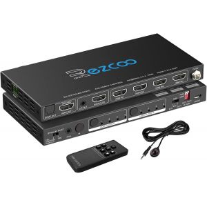 LETNERNY-Matrice Hdmi 4 Entrées 2 Sorties 4K 60 Hz 4 4 4 Arc Hdr D-Olby Vision Atmos Spdif 5.1Ch Breakout 3,5 Mm Stéréo Hdcp2.2 Pc Console 16 Edid Hdmi Scaler - Neuf