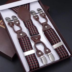 Bretelles Homme - Vogue - Y-Forme - Rouge - Taille Ajustable - 6 Clips - Neuf