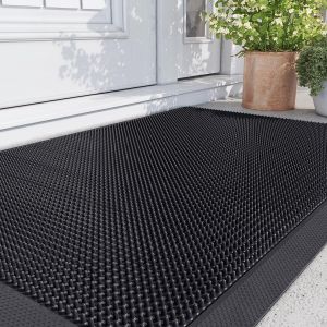 Paillasson Exterieur Entree 91.5 X 122 Cm,Dessous En Caoutchouc Antidérapant,Profil Bas,Imperméable Tapis Entree Interieur Pour Porte,Jardin,Cour,Noir - Neuf