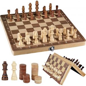 Jeu D'échecs Magnétique,39 Cm,En Bois De Qualité Supérieure,3 En 1,De Qualité Supérieure,Pliable,Pour Les Activités De Fête,Les Activités Familiales,Les Échecs De Voyage,Le Backgammon - Neuf