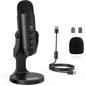 ASFASFq-ZealSound Micro PC Telephone ¿ USB Microphone à Condensateur Pour iPhone Mac¿ avec Réduction du Bruit & Muet, pour Podcast, Gaming, Streaming, Enregistrement, Twitch, ASMR sur Windows et PS5, - Neuf