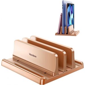 Support Vertical Pour Ordinateur Portable 3 En 1 - Pour Le Positionnement Vertical - Compatible Avec Macbook Air, Macbook Pro, Ipad, Tablettes Jusqu'&Agrave; 17,3"" - Or Rose - Neuf