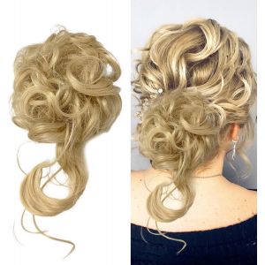 Chignon &Eacute;lastique Pour Cheveux En D&eacute;sordre, Chignon &Eacute;lastique Pour Cheveux En D&eacute;sordre, Accessoire Pour Cheveux Pour Femme (Blond Platine) - Neuf