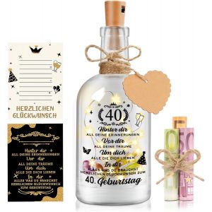 Senior-40e Anniversaire Femme Homme 40 Cadeaux En Argent, Cadeau D'anniversaire 40e Anniversaire, Veilleuse, D&eacute;coration De Cadeau, Lumi&egrave;re De Bouteille Led, Id&eacute;e De Cadeau Cool Pour Le 40e[L2385] - Neuf