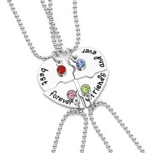 Ytseazn-Bracelet Amitié,Chaîne De L'amitié Collier Ensemble,Bracelet Amitié Pour 4 Meilleures Amies En Acier Inoxydable,Bracelet Avec Puzzle C?ur Pendentif Porte-Bonheur Acier Inoxydable - Neuf