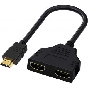 ERYI-Adaptateur Répartiteur Hdmi, Câble Mâle Vers Double Hdmi Femelle, Compatible Pour Hdtv, Led, Lcd, Projecteurs, Supporte Affichage Simultané Sur Deux Téléviseurs, Connecteurs Plaqués Or - Neuf