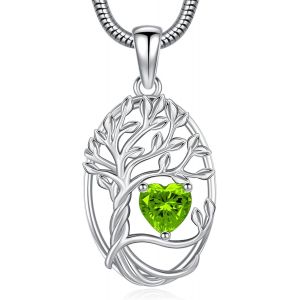 Kal-Arbre De Vie Collier Pierre De Naissance Pendentif Coeur Collier Arbre De Vie Pendentif Anniversaire De Mariage Saint Valentin Fête Des Mères Bijoux Cadeau Pour Femmes Filles - Neuf